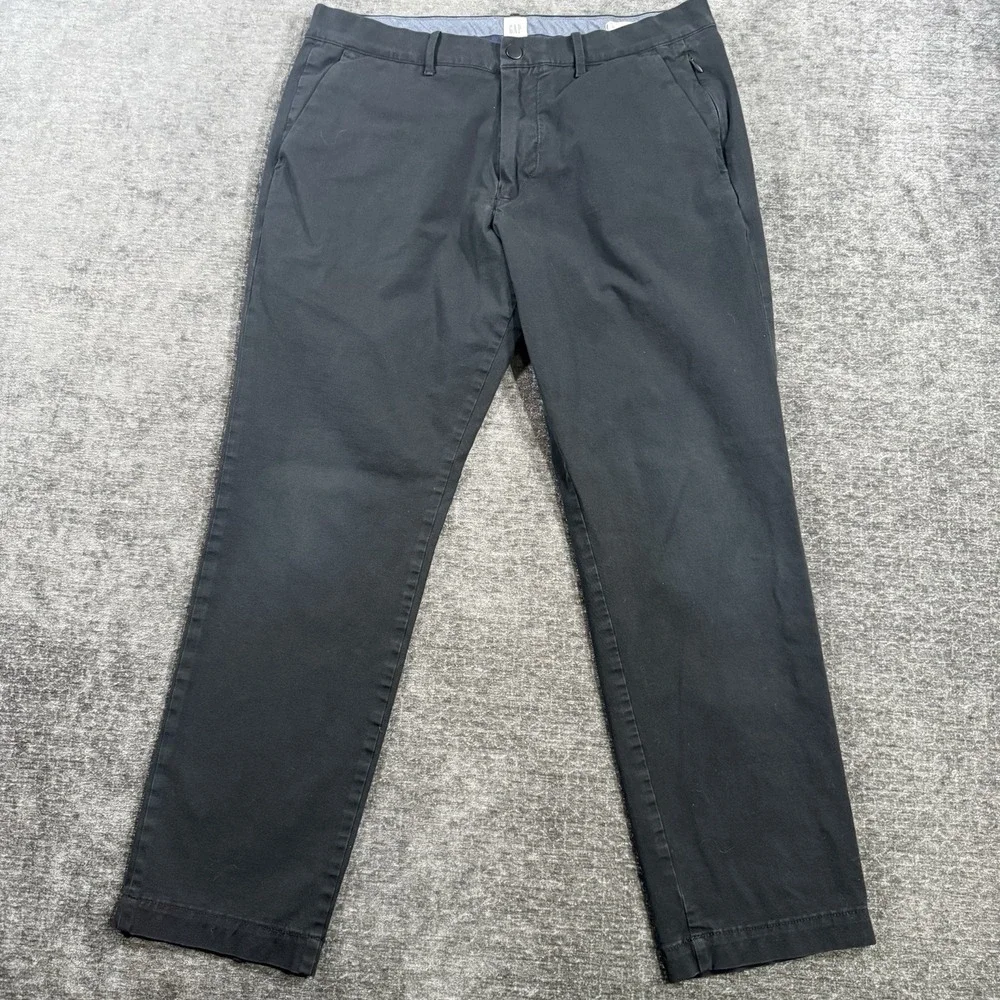 Gap Ultimate‎ Khaki Slim Fit Flat Front Pants Men's True Black Size 34x30 Chino